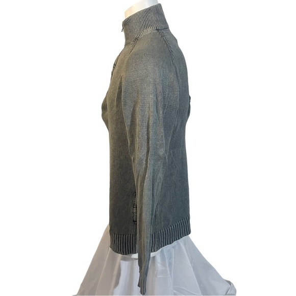 BKE Distressed Look Grayish Green Quarter Zip Sweater - Picture 6 of 8